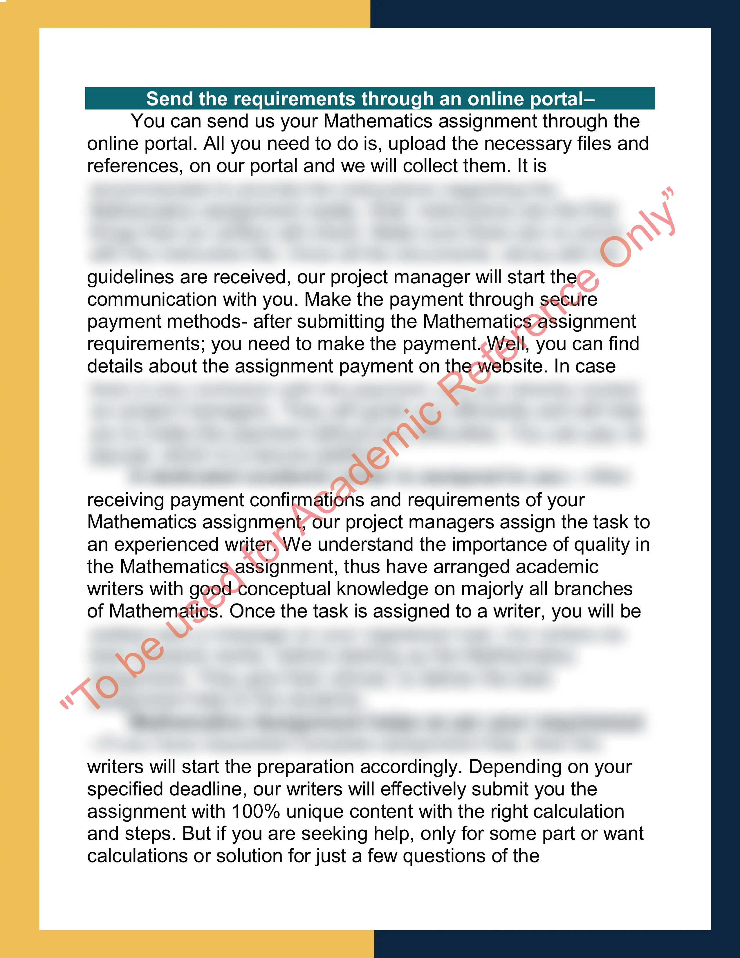 Mathematics assignment sample 1